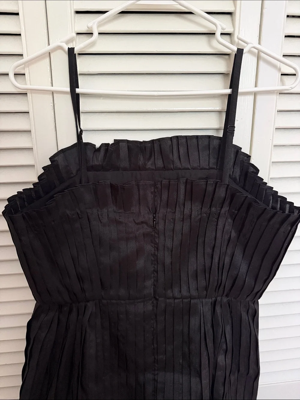 Mini Black Pleated Spaghetti-Strap Dress